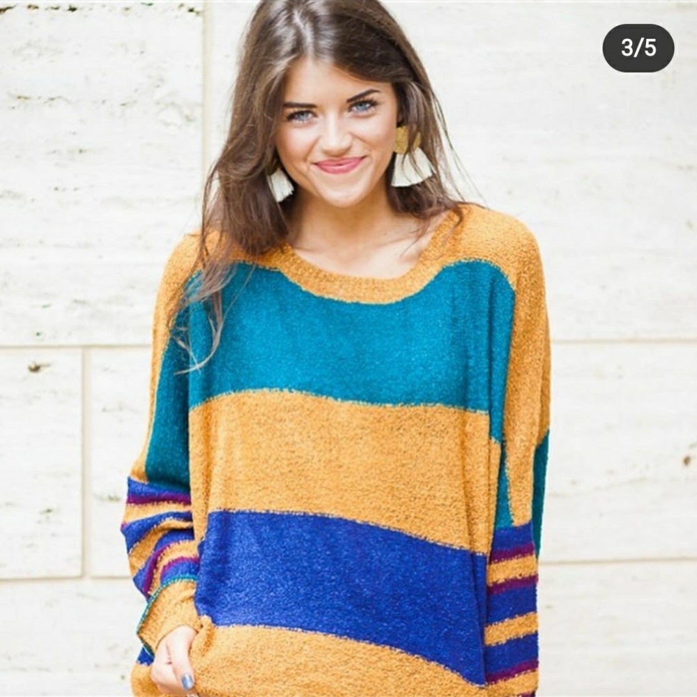 Oversized Long Sleeve Shirt Striped Multicolor